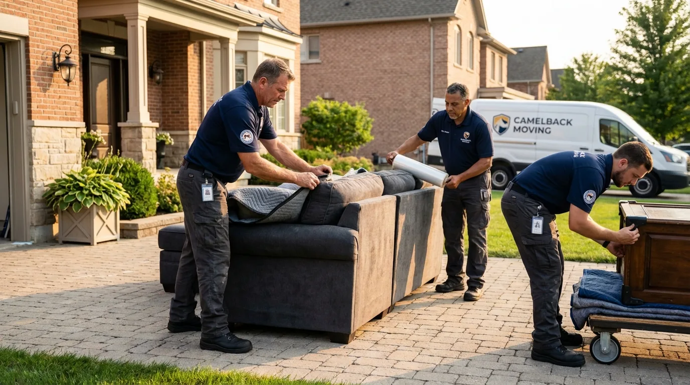 Large estate moving crew wrapping furniture in Elkhart, TX